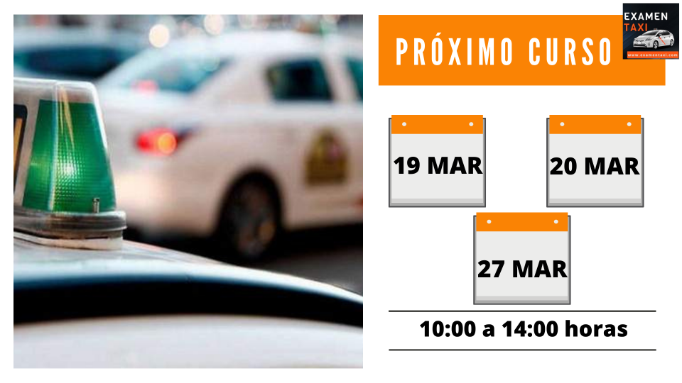 Calendario Curso Cartilla Taxi Marzo 2022